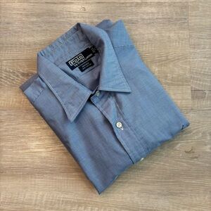 Polo by Ralph Lauren Men’s Blue Microcheck Andrew Dress Shirt, Size 17 34/35